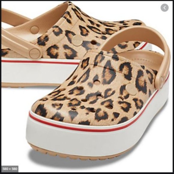 platform cheetah crocs